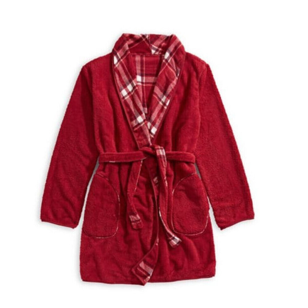 Martha Stewart Reversible Plush Robe In Grey One Size - Picture 4 of 4